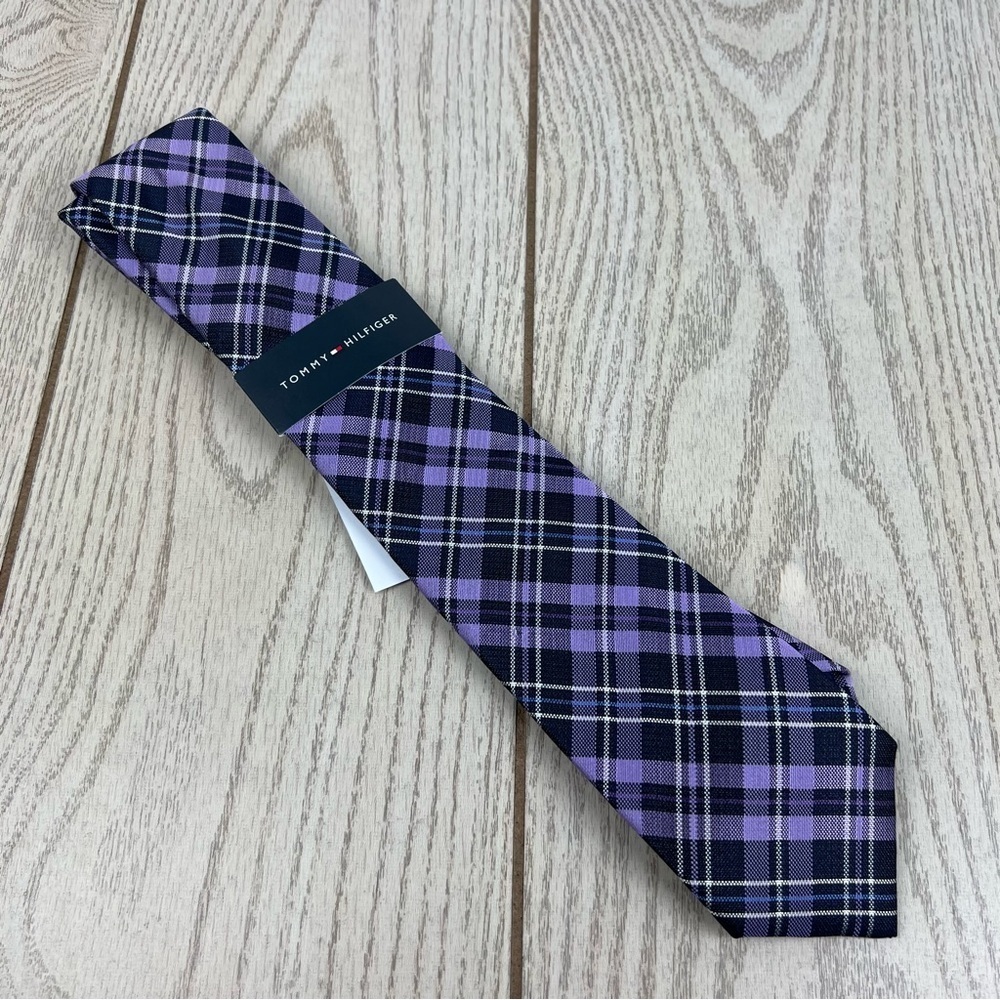 553 - Tommy Hilfiger Tie Purple Blue Plaid 527 TL21100041 Silk Blend $69.50